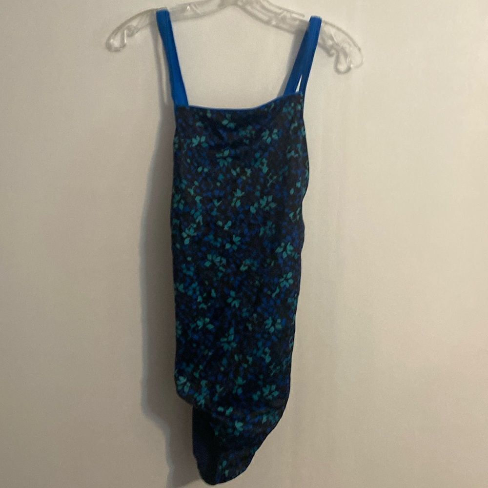 Land's End Blue, Green swimsuit, size 14